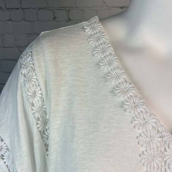 JM Collection White Slub Knit Crochet Top Plus Size XXL - Picture 5 of 7